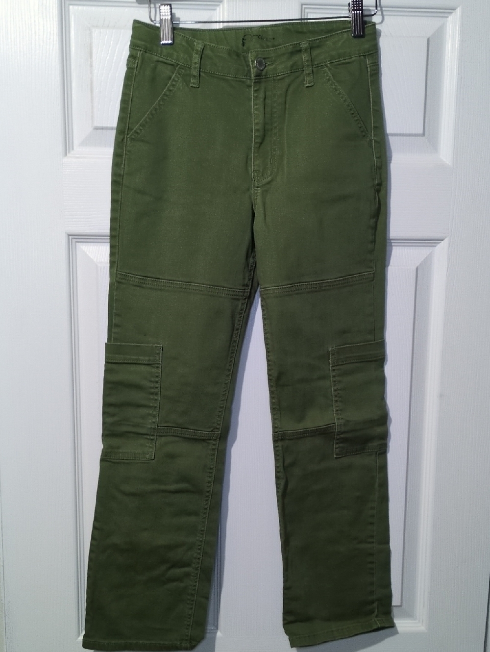 Girls 14 Olive Green Cargo Pants Stylish Classic Casual Whimsy Punk Grunge